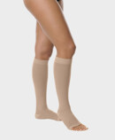 Juzo Basic below-knee stockings in Almond, with open toe