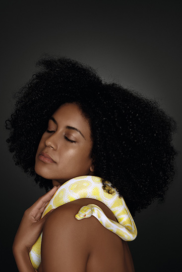 Woman with a yellow snake
